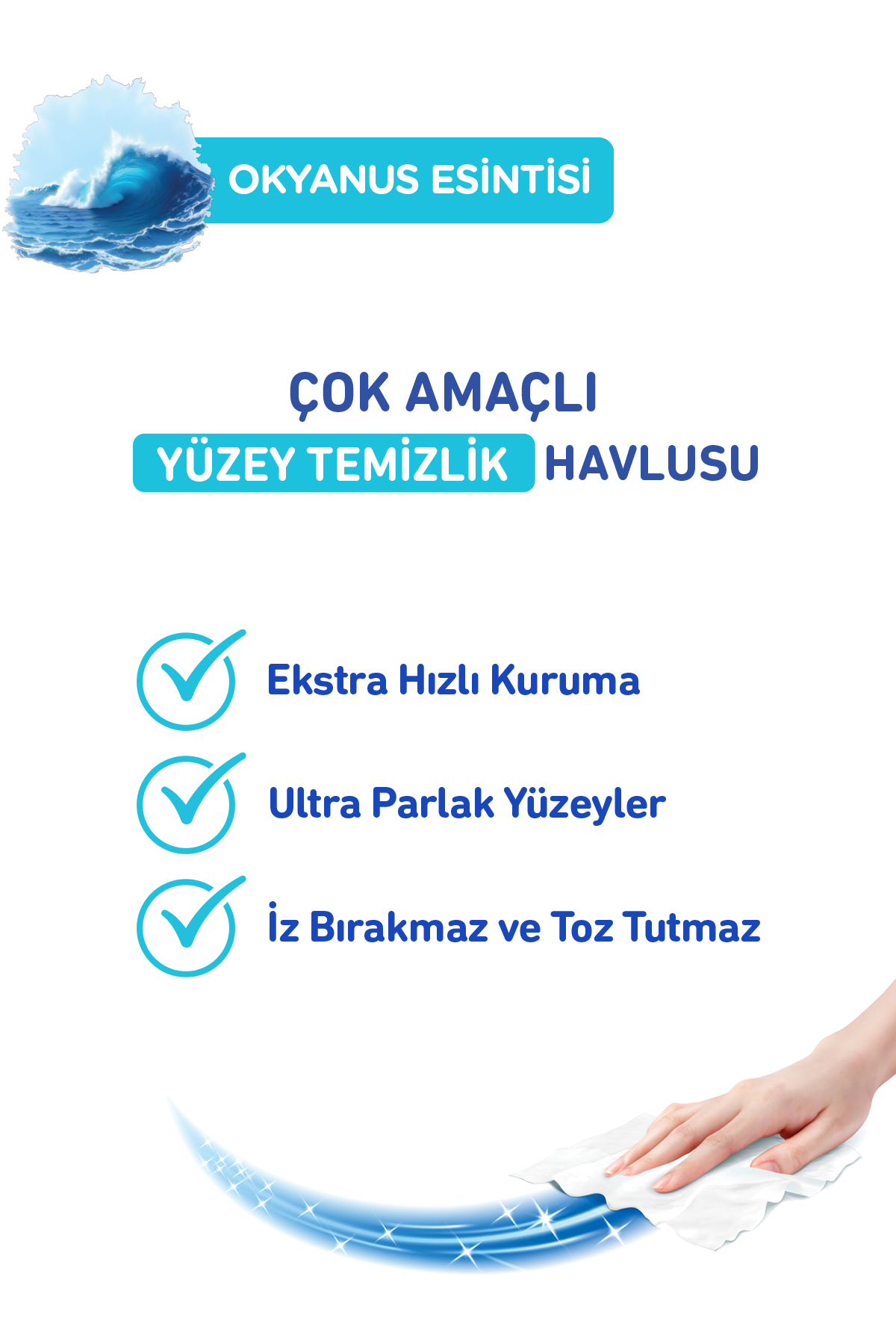 Giggles XXL İz Bırakmayan Yüzey Temizlik Havlusu - (Okyanus Esintisi) 100 Yaprak